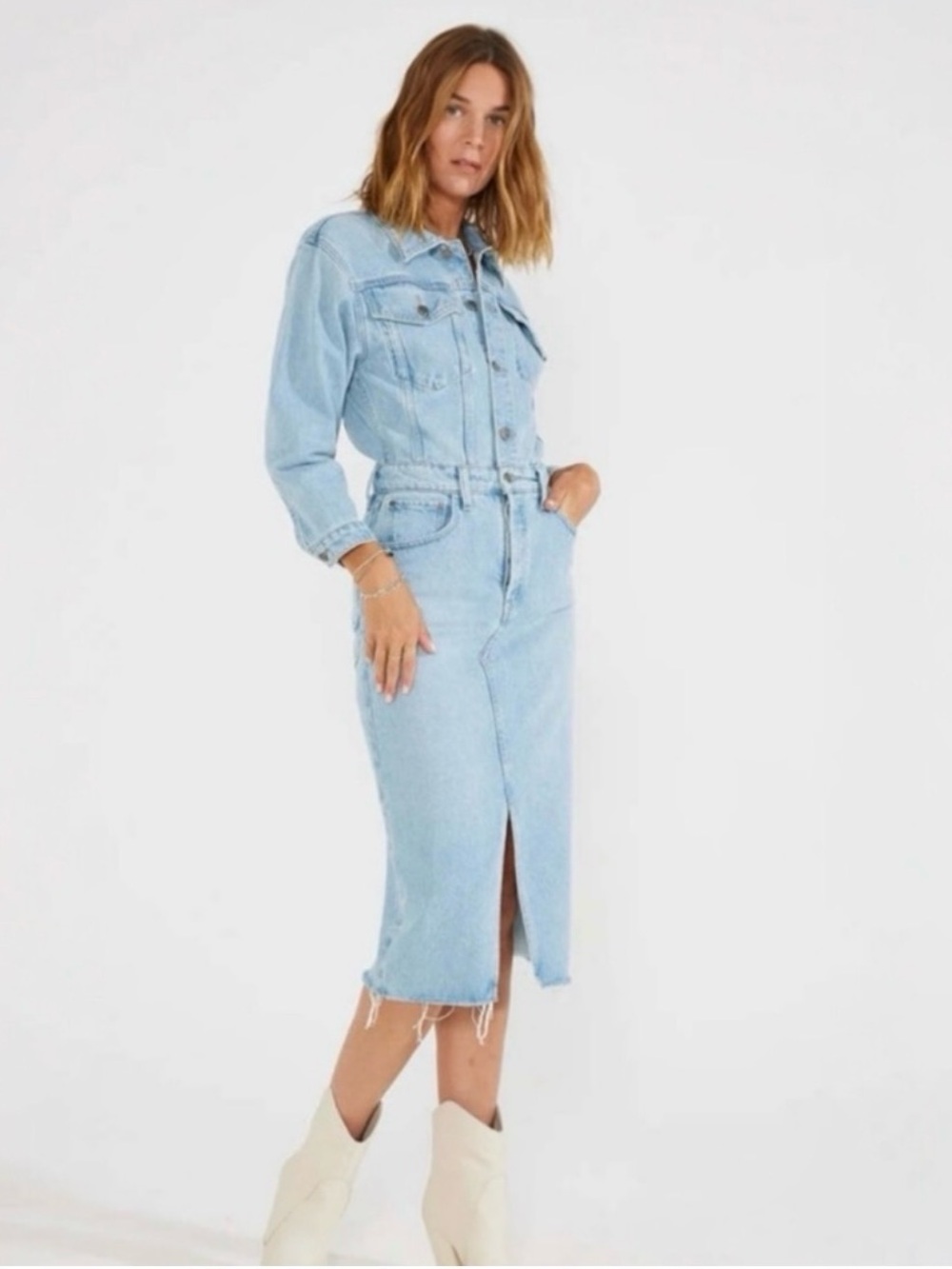 Etica Lotta Denim - Light Wash Denim Dress - Light Blue